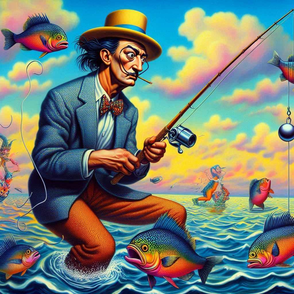 Salvador Dali went fishing with a dotted line. He caught every other fish.