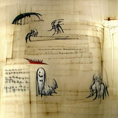 Manuscript with ominous drawings