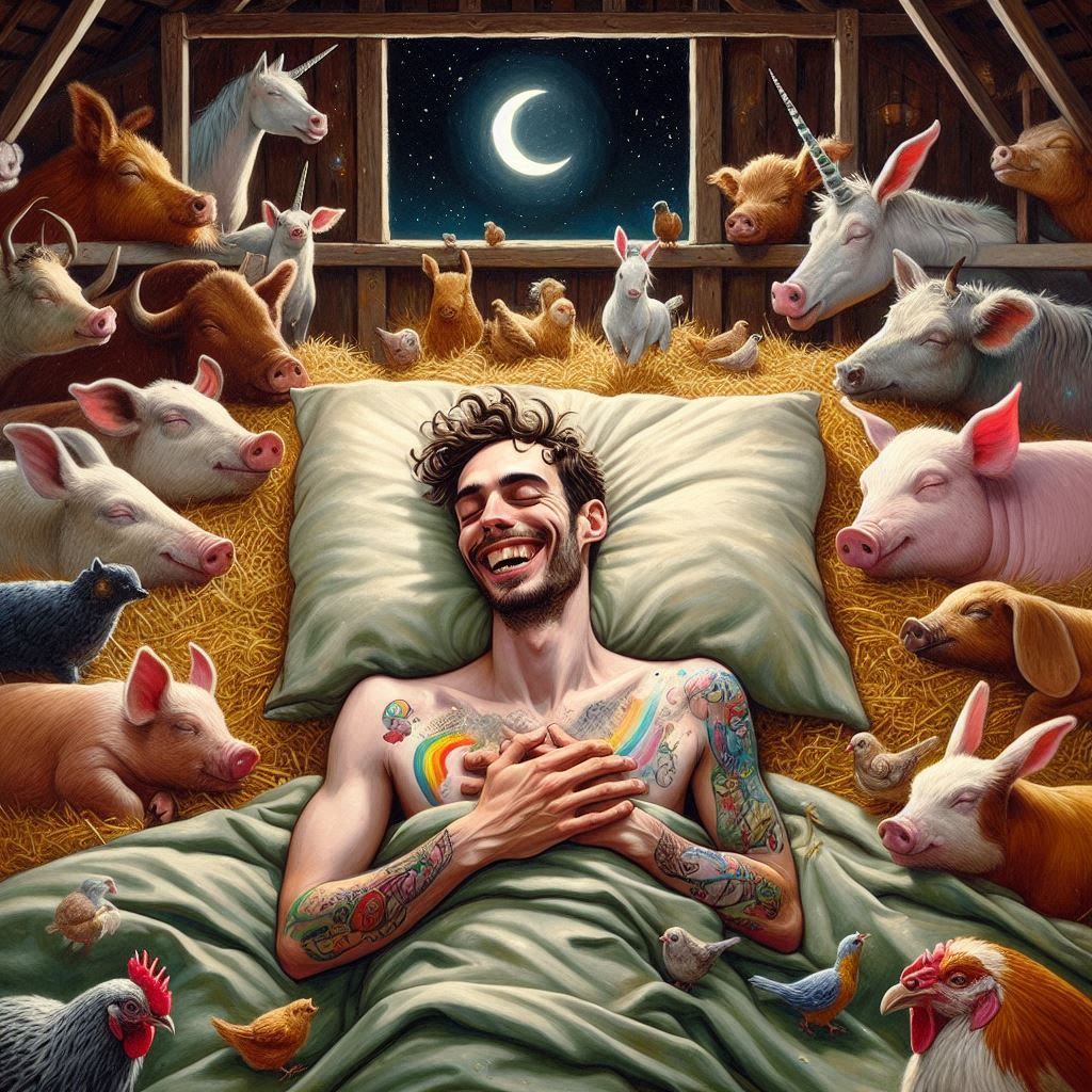 A fun dream.    From the Funny Farm collection.