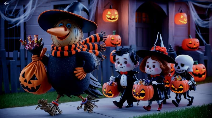 Scarecrow dressed as a Crow for Halloween