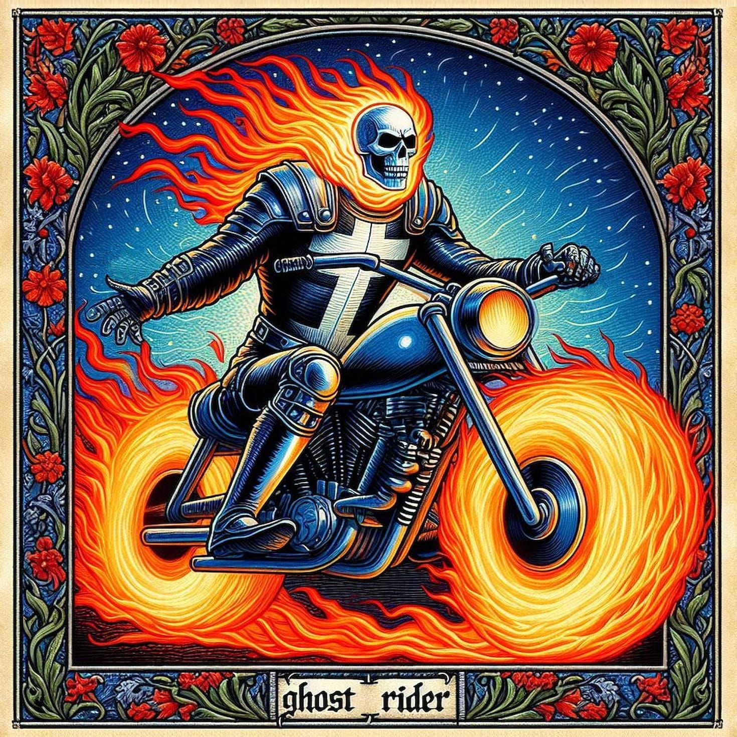 Ghost Rider Illuminated Manuscript Art