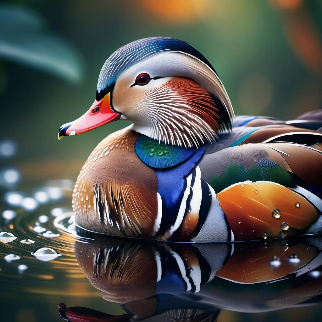 A close-up of a mandarin duck - AI Generated Artwork - NightCafe Creator