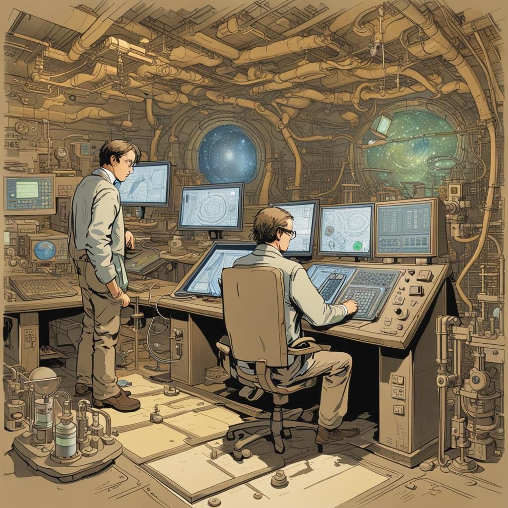 an image prompt depicting Loudon in his high-tech undergroun...