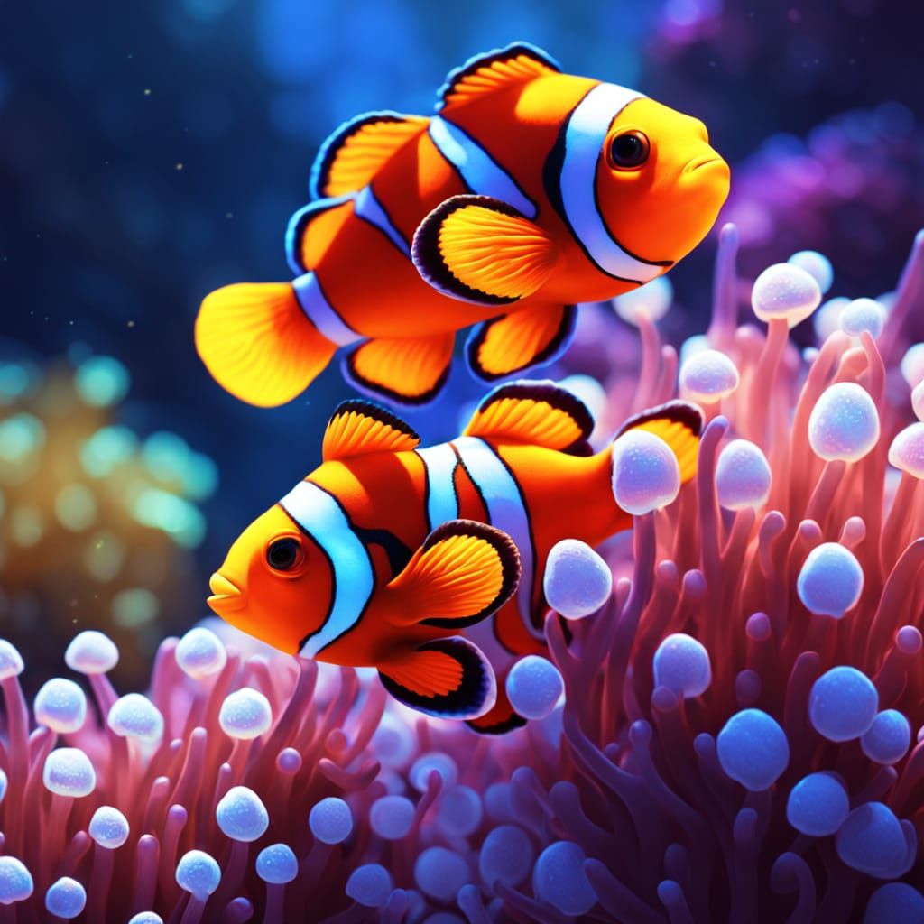 Clown Fish Frollick  by @NectarinePie