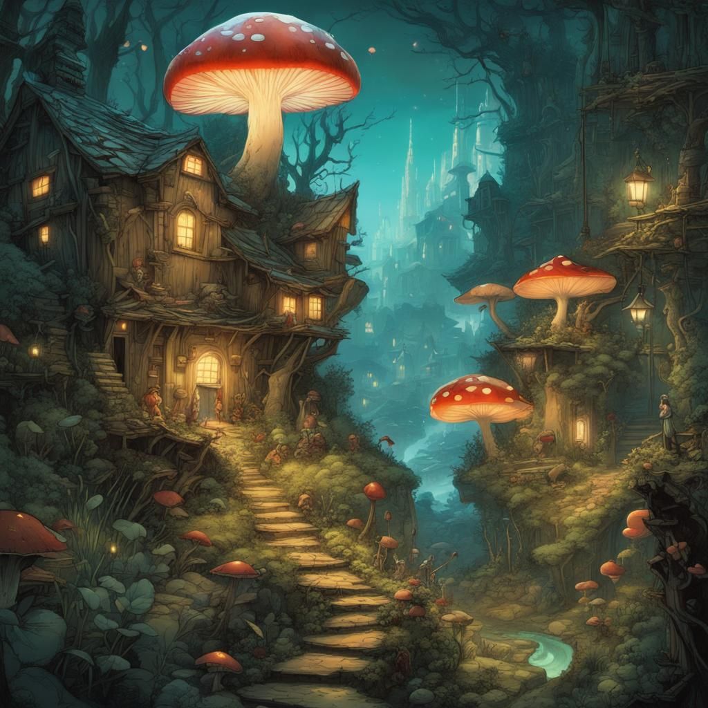 Fairy village AI Generated Artwork NightCafe Creator