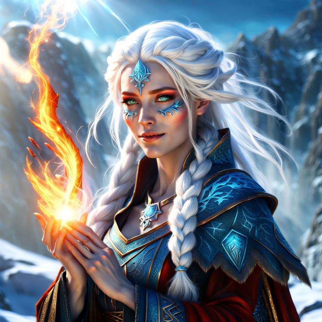 A young happy fire sorceress  by @Ailee