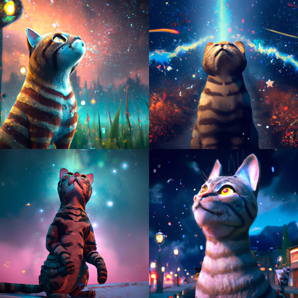 A beautiful tabby cat looking towards the stars - AI Generated Artwork ...