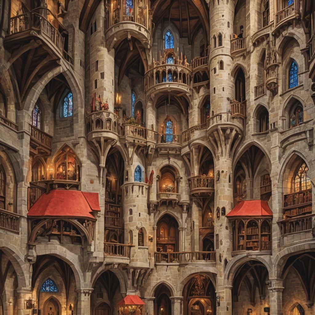 Inside a medieval castle.