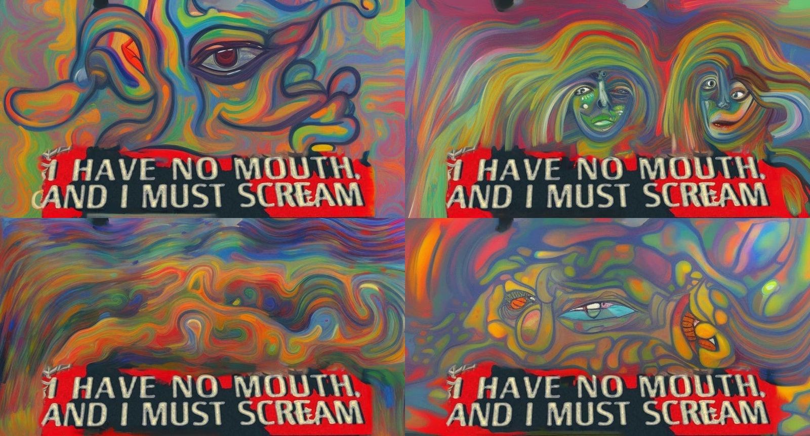 No Mouth Horror Face Neo Impressionism Expressionist Psyhodelic Oil