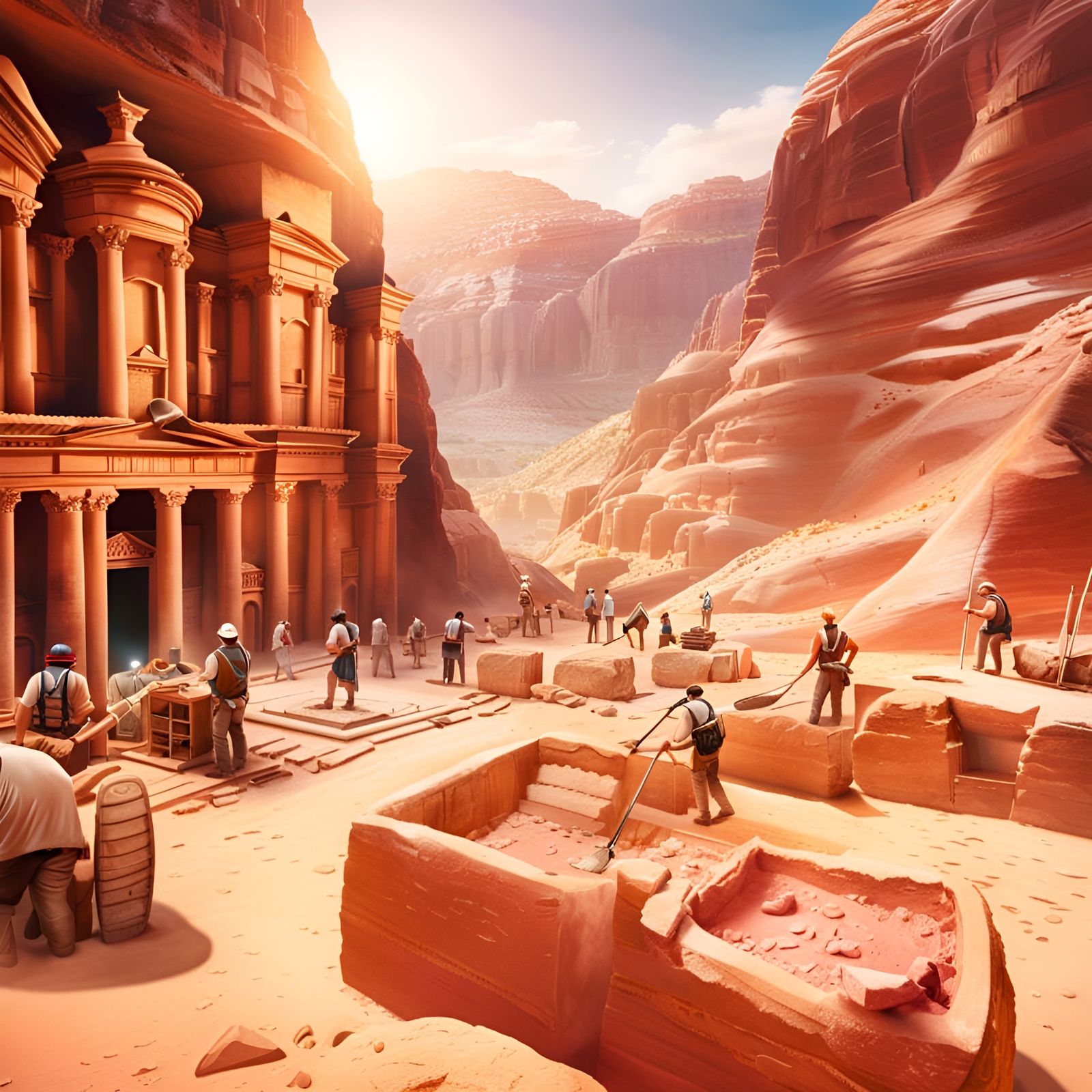 Dig site in Petra Jordan, pink sandstone city  by @Queen Of Denial