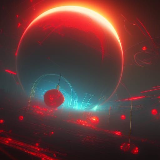 Neon Sphere City in Dark Fantasy Style