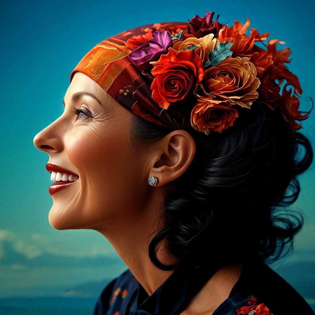 Surrealism by Photorealistic Lady in Vibrant Landscape