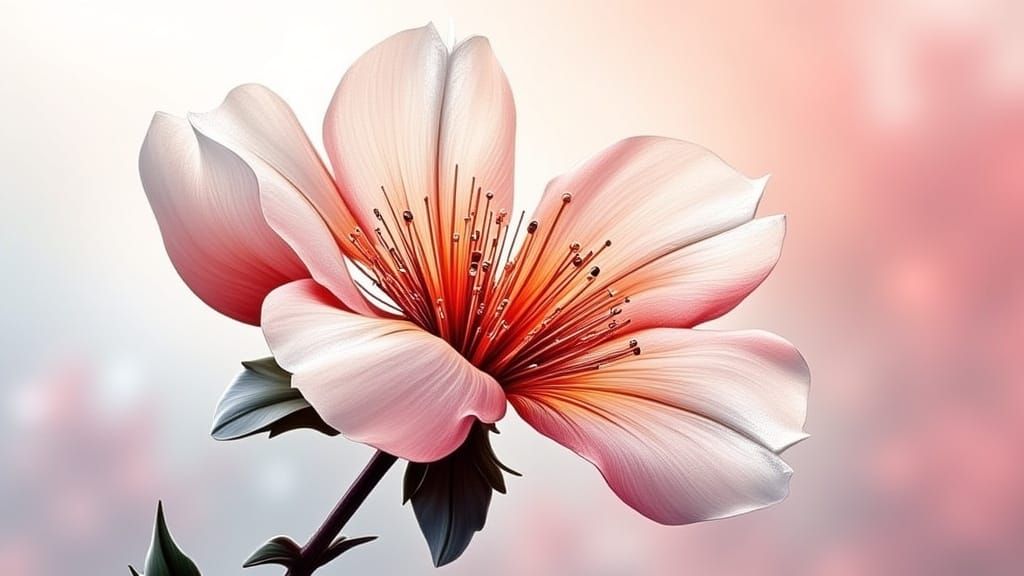  <lora:ScapeA Flux:1.0>(Cybernetic:1.5) Peach Blossom Flower 'cybernetic flower/mechanical flower