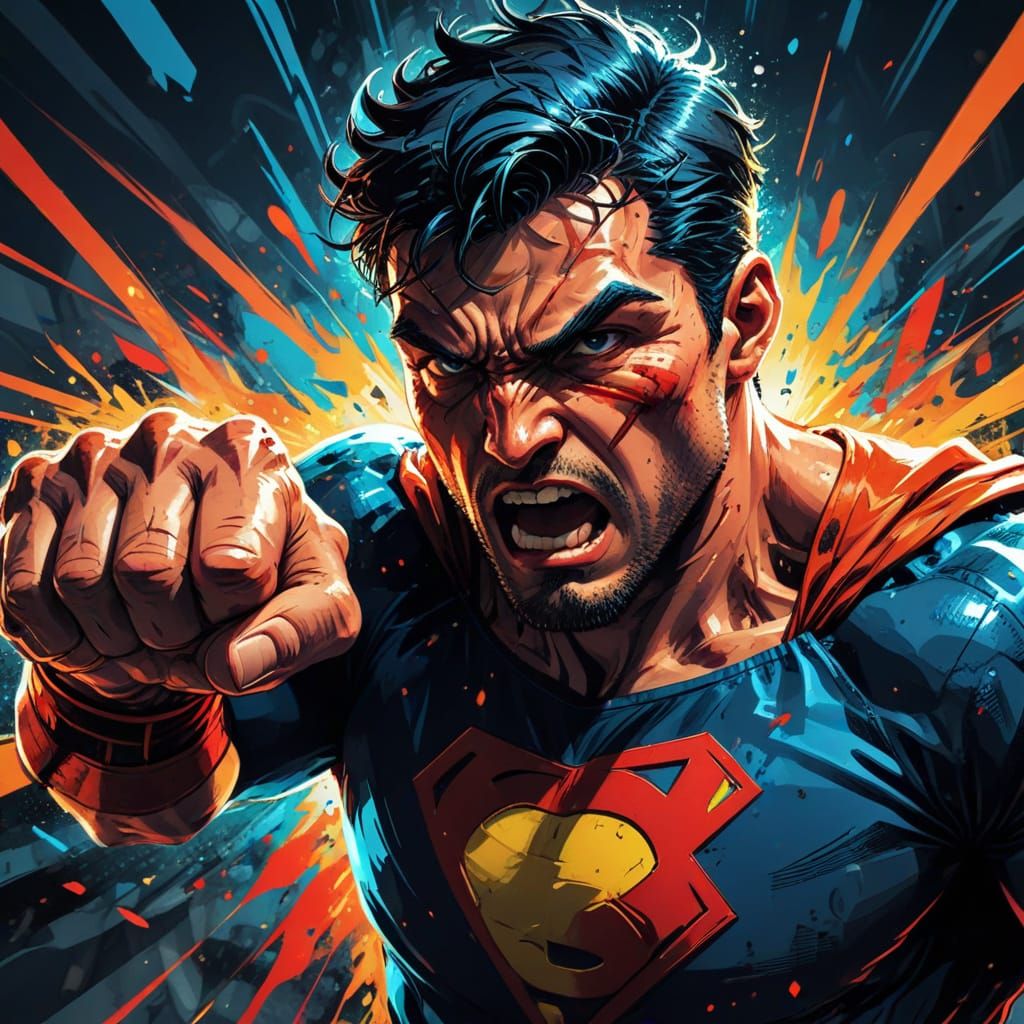 Heroic Punch in Vibrant Comic Book Style
