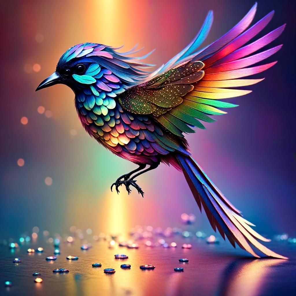 iridescent bird  by @premium