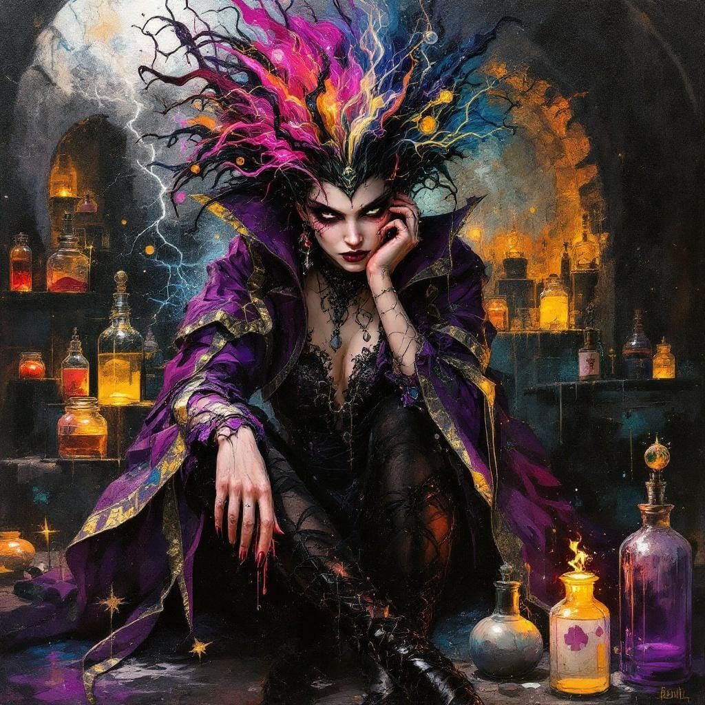 Candy Villain in her Candy potion laboratory.  by @MissT