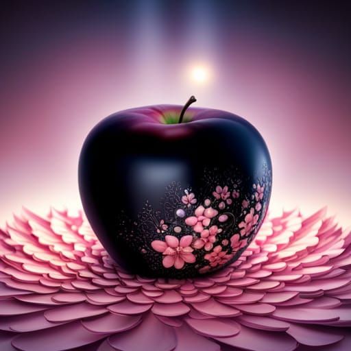 Black Appel With Pink Delicate Flowers  by @Natasha