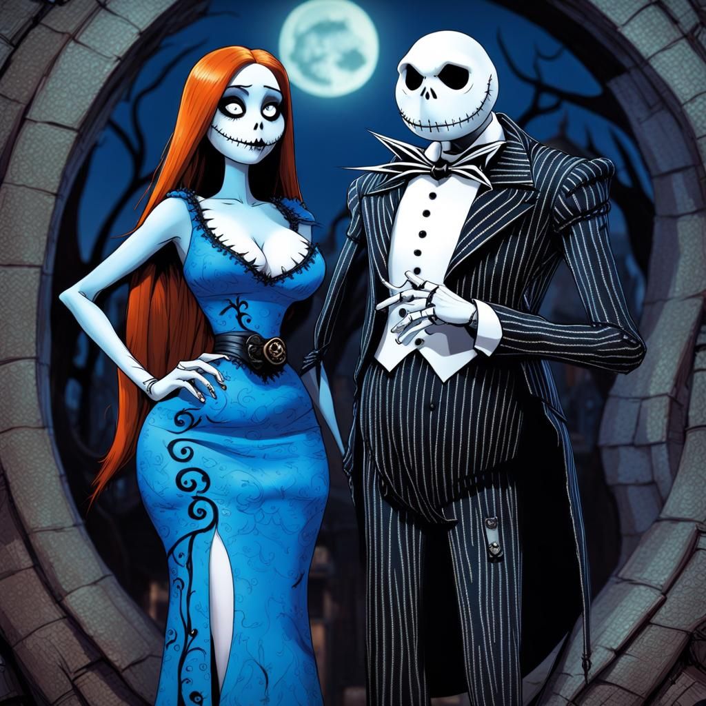 Sally & Jack Skellington - AI Generated Artwork - NightCafe Creator