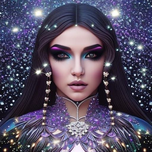 Insanely detailed photorealistic portrait art of a glitter maiden ...