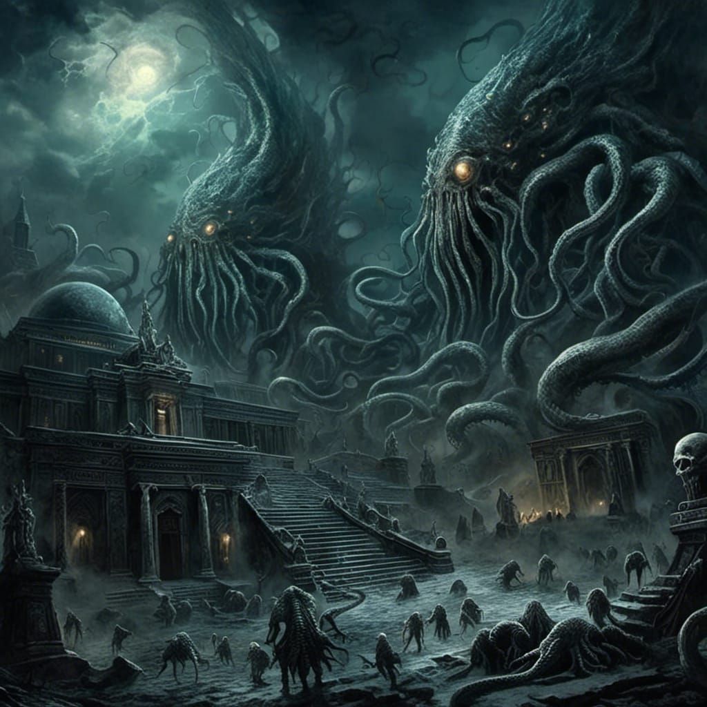 Black moon of Azathoth broods over the abandoned necropolis - AI ...