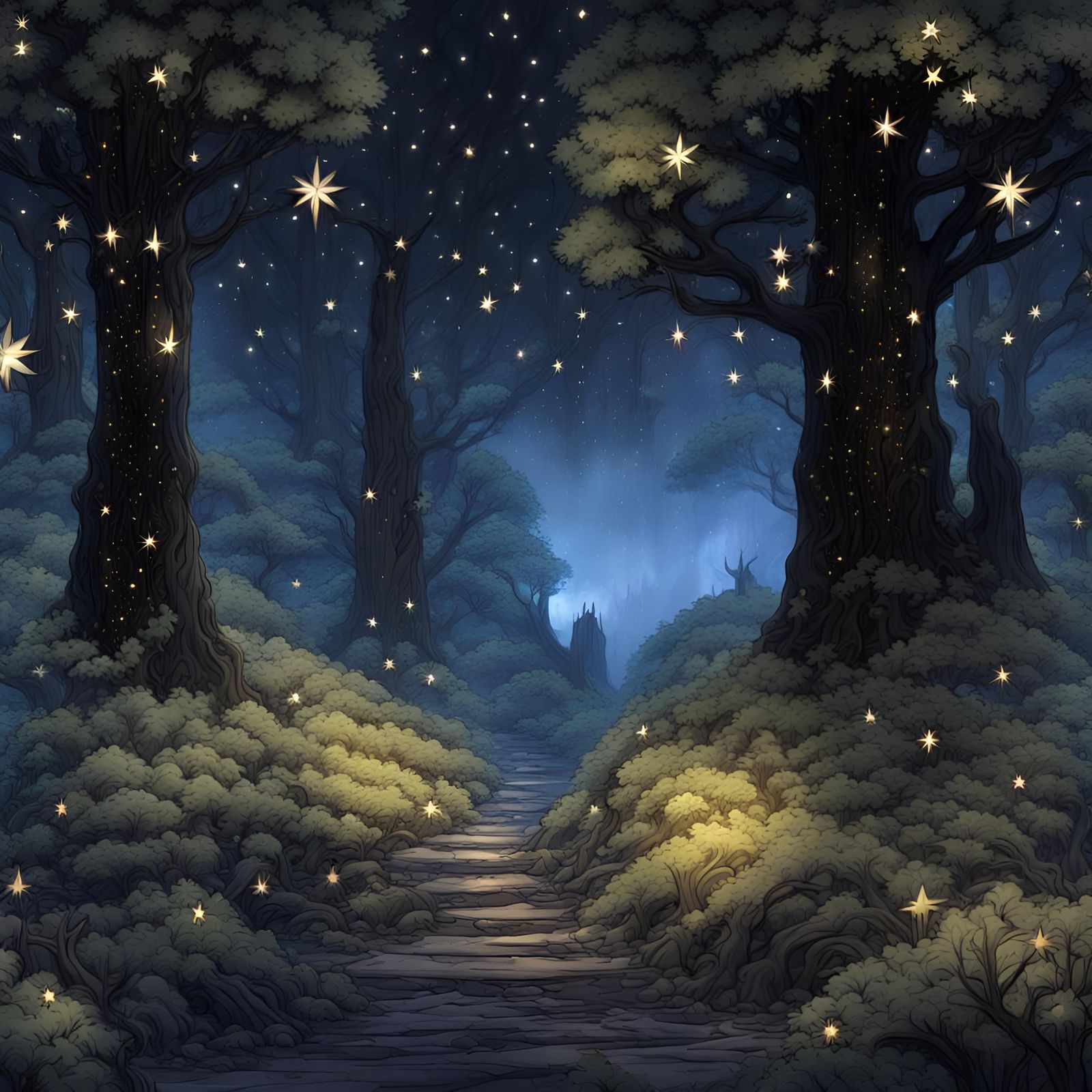 Path through  Beautiful fantasy etheareal  fairy forest,