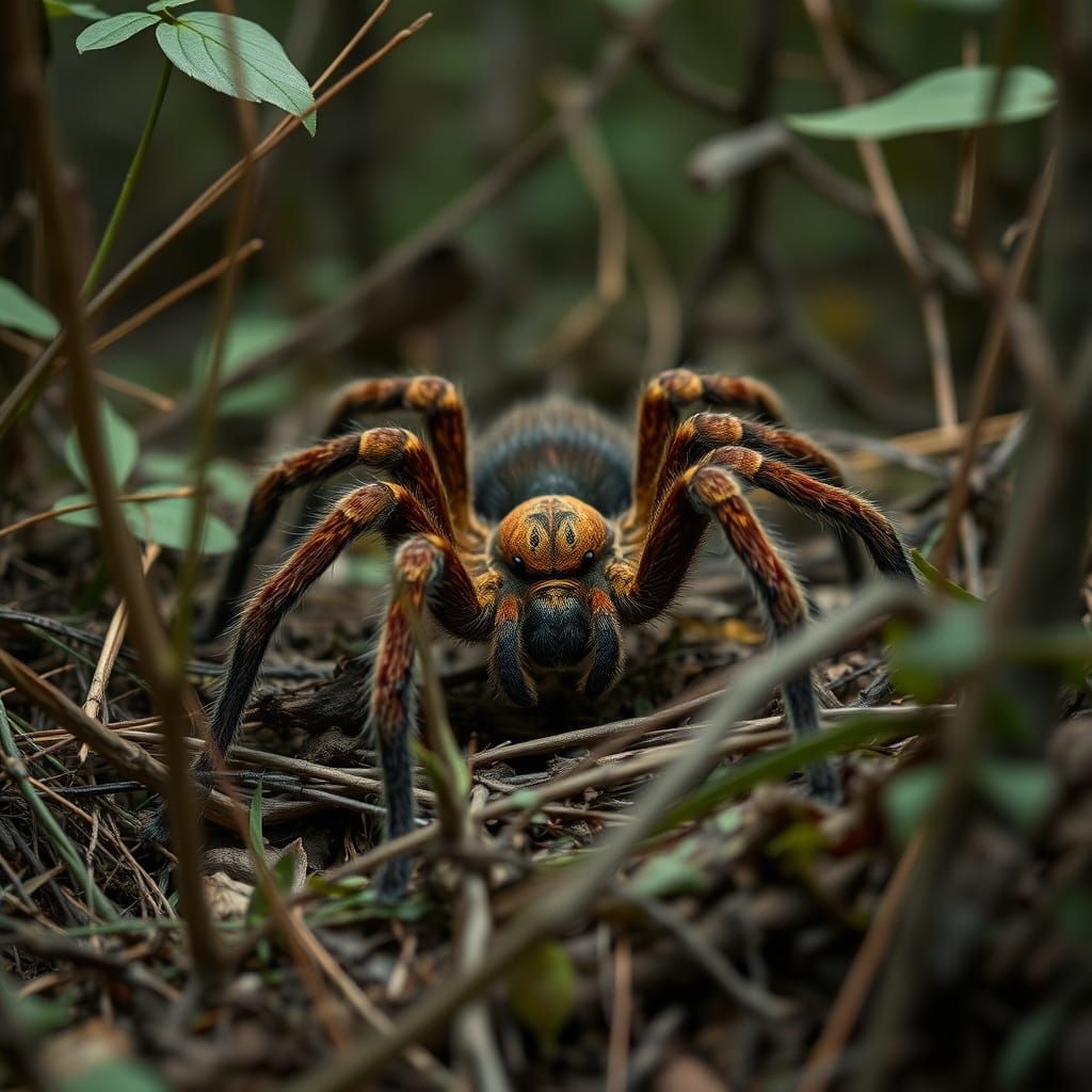  A  Tarantula waits in ambush