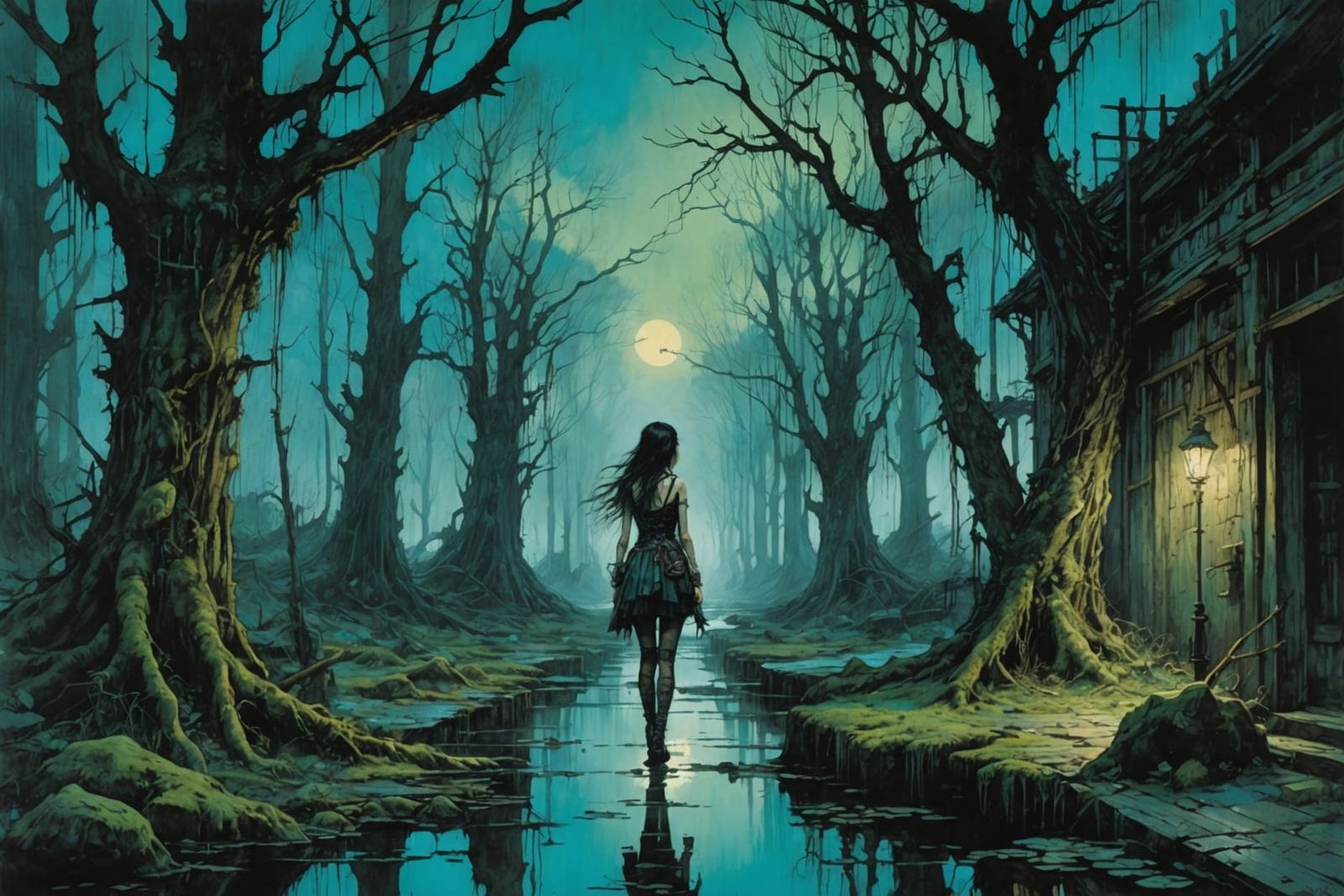 the young woman that lives in a dark woody swamp  by @Sittin_On_A_Fence