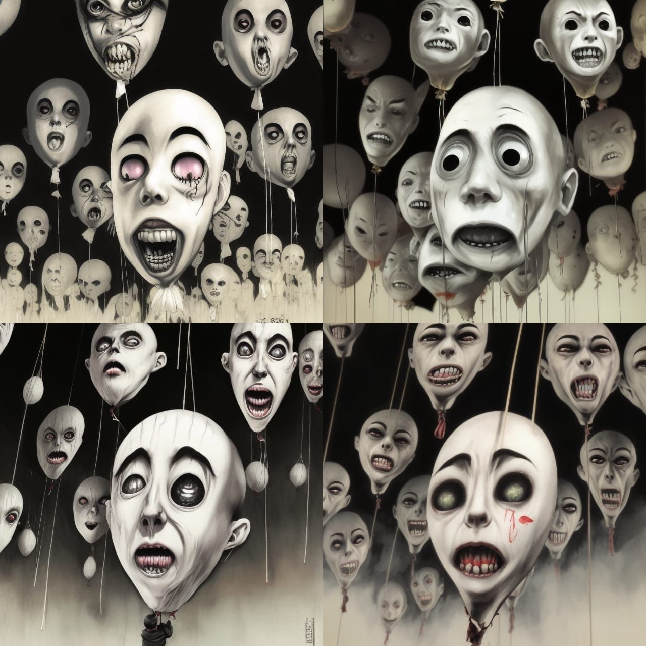 Junji Ito inspired Hanging Balloon Heads