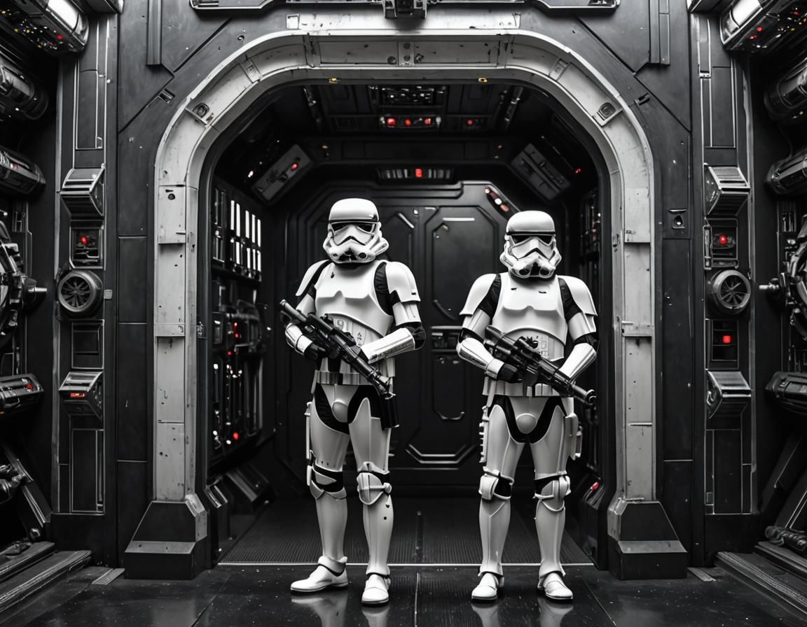 Trooper 1 to Trooper 2, "Aren't You a Little Short to be a Stormtrooper?"  by @Thoragh