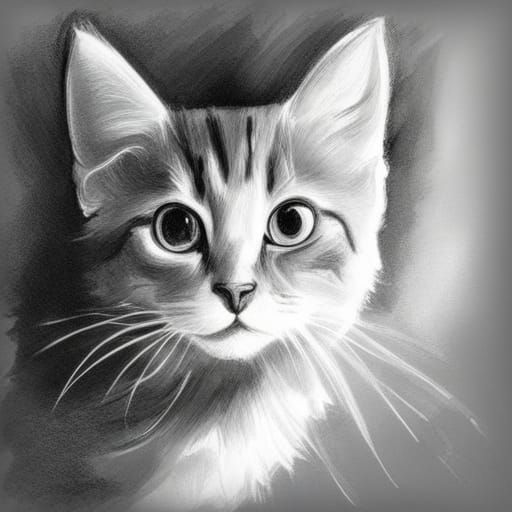 Black and white Sketch of a kitten AI Generated Artwork NightCafe