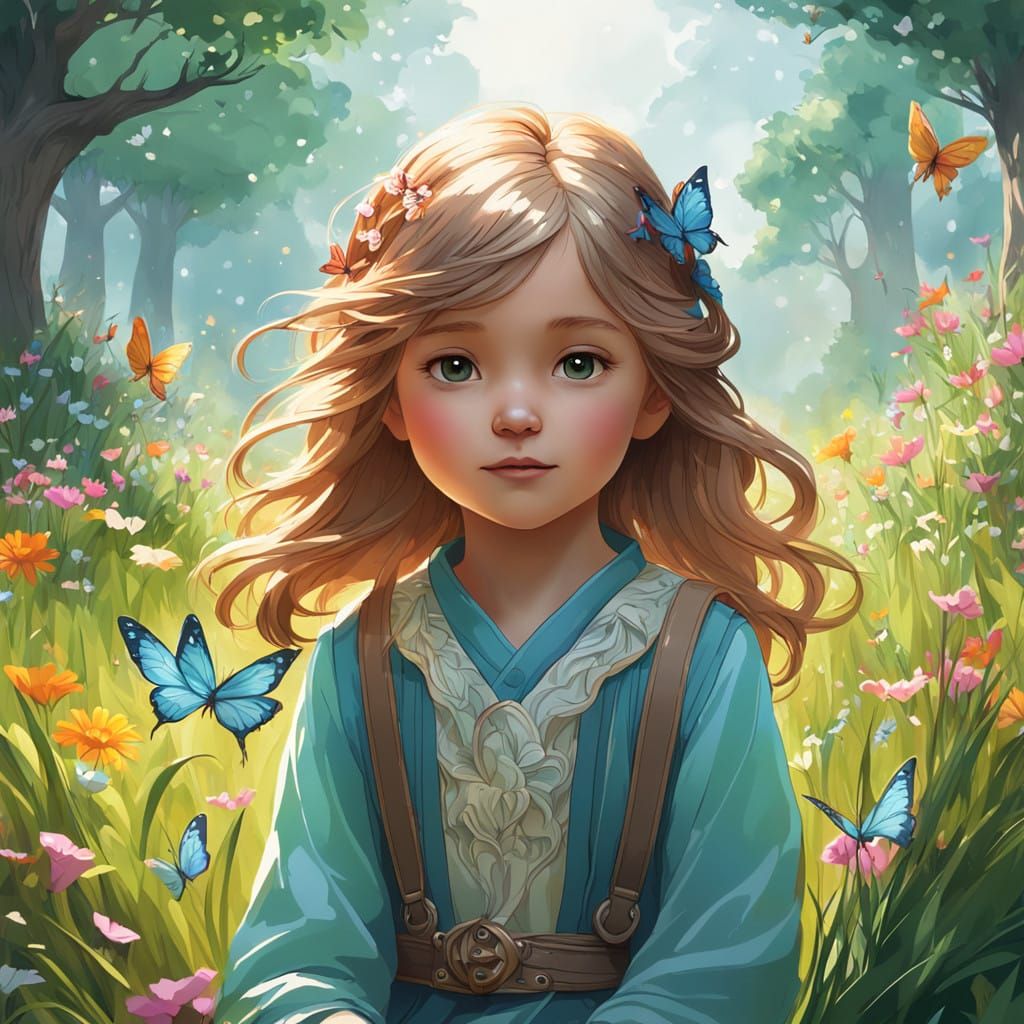 Serene Summer Sketch of a Young Girl