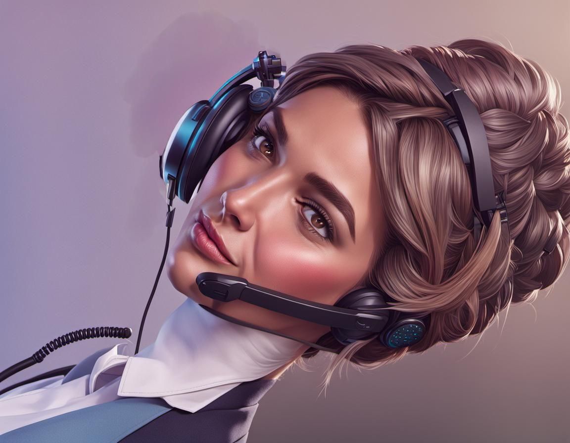 Friendly Telephone Operator Portrait in Art Nouveau Style