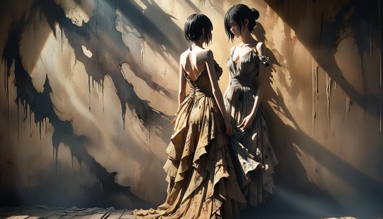 Surreal Anime Woman in the Dark, 3D Art