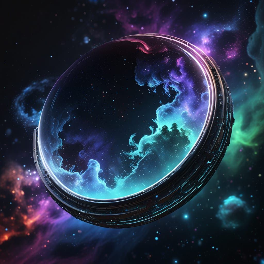 Iridescent Ring Galaxy in Ethereal Cosmic Space