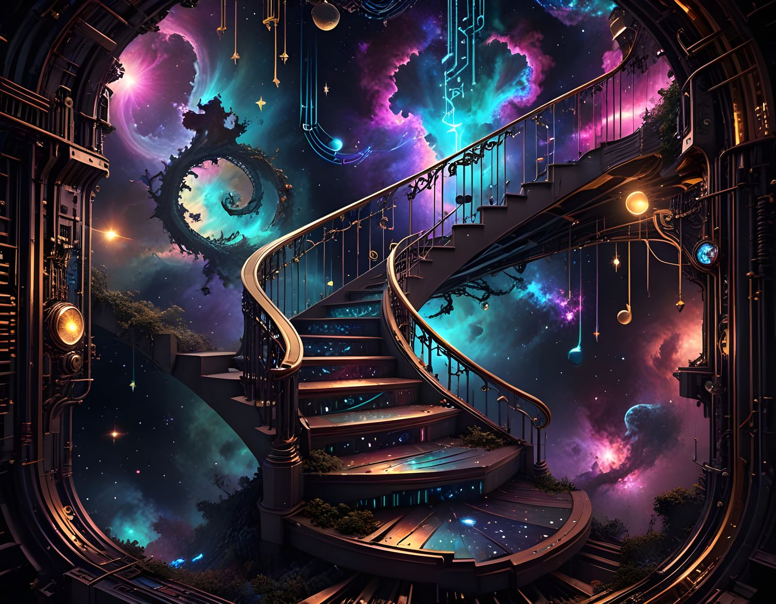  melody of teslapunk cosmic stairs   by @tsahel