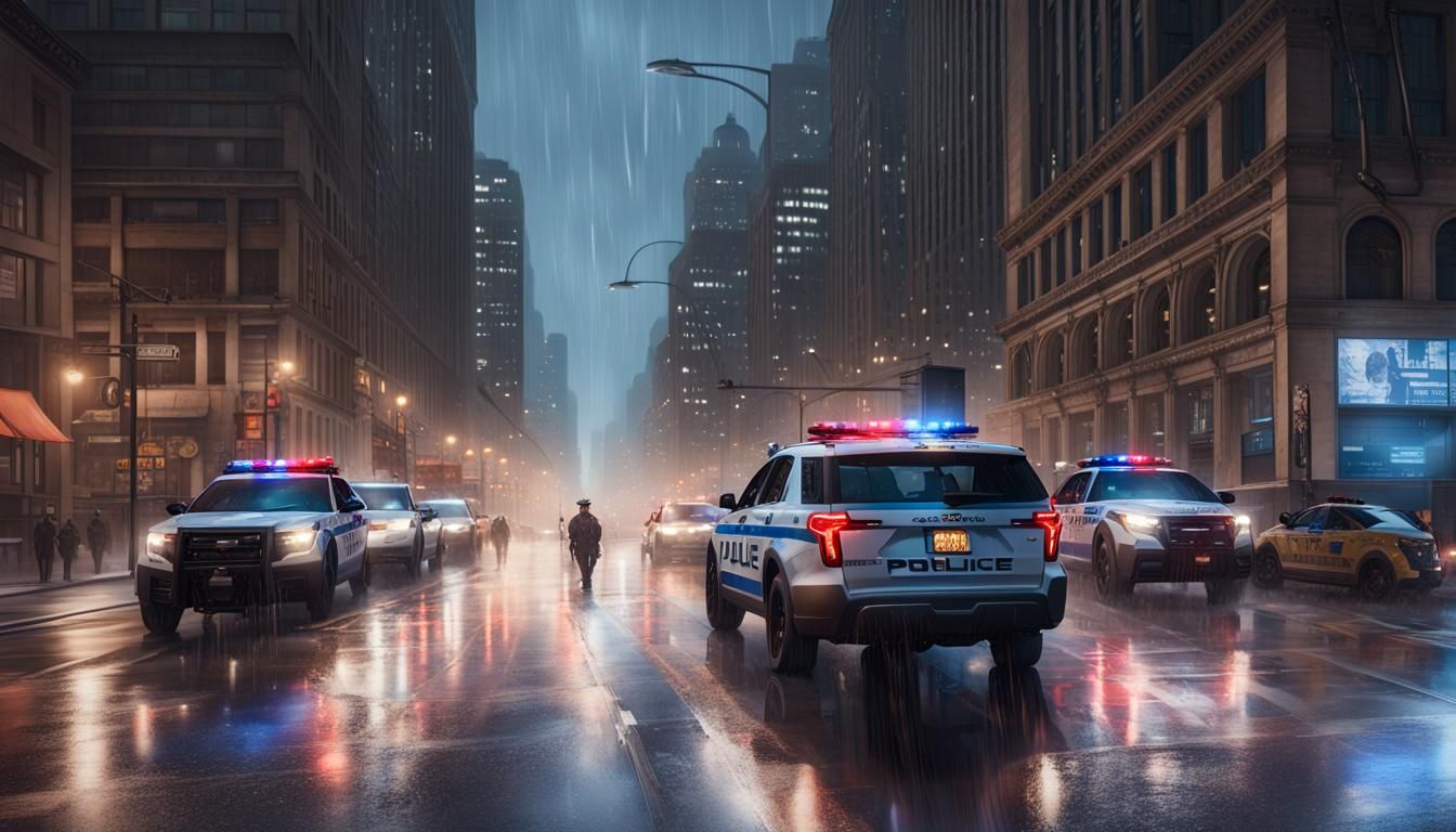 exterior of Chicago Police Department downtown at night in t...