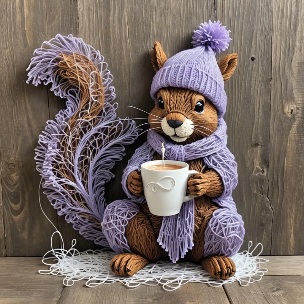 3D String Squirrel  by @Chickadee