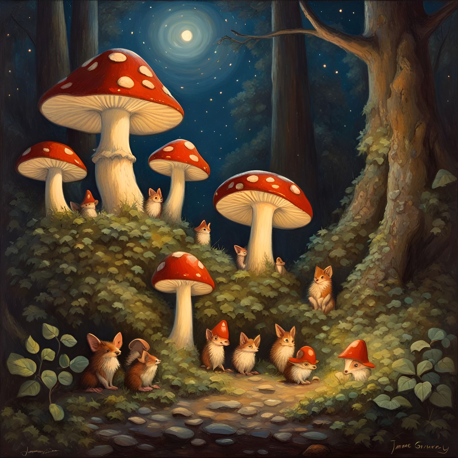 Glow of Mushroomtown: Forest Animals and Gnomes