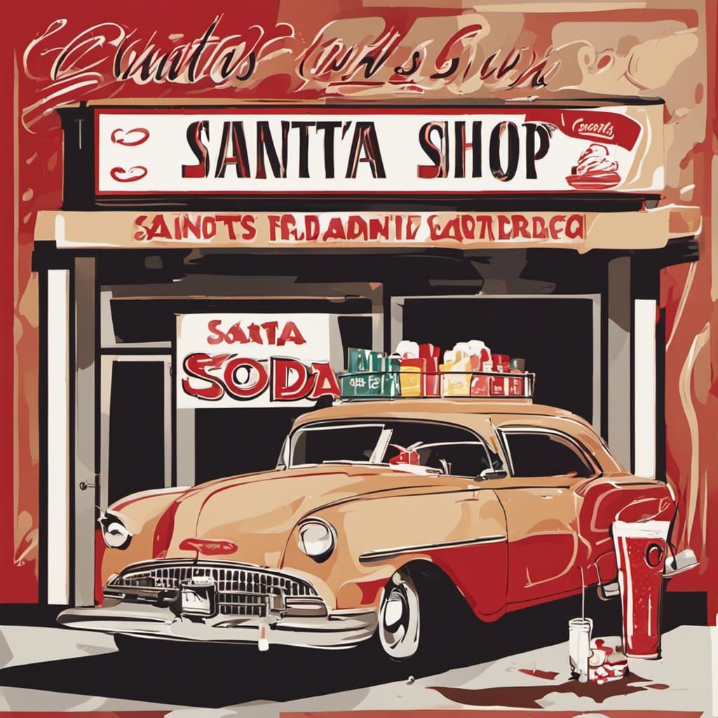 A sign advertising Santa's Soda Shop