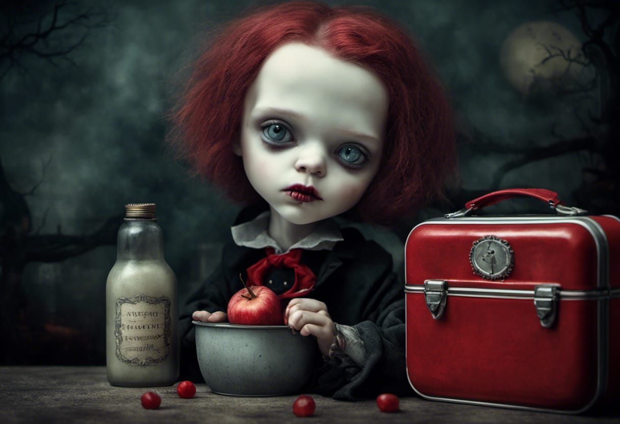 vampire boy getting apple for teacher
