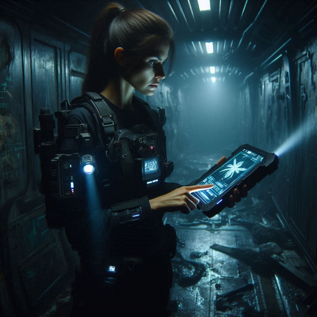 Lone explorer of the derelict ship