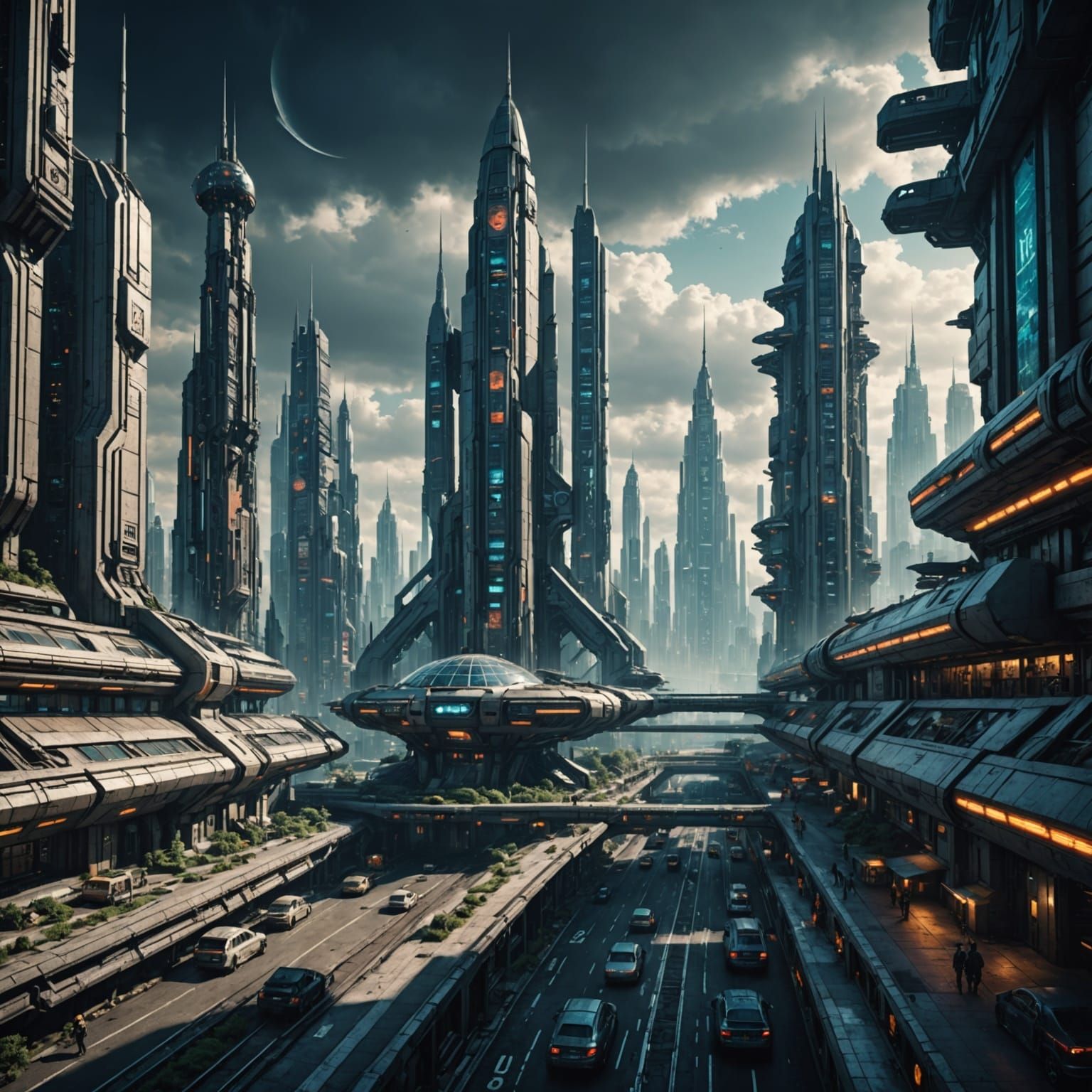 Retro sci-fi city 2025 AD