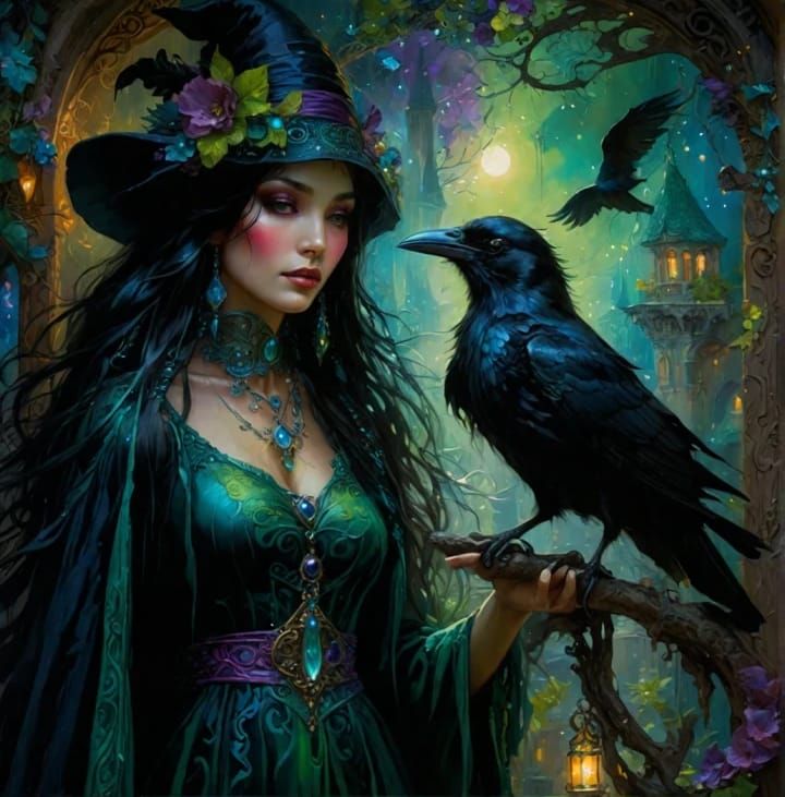 Witch with her familiar!