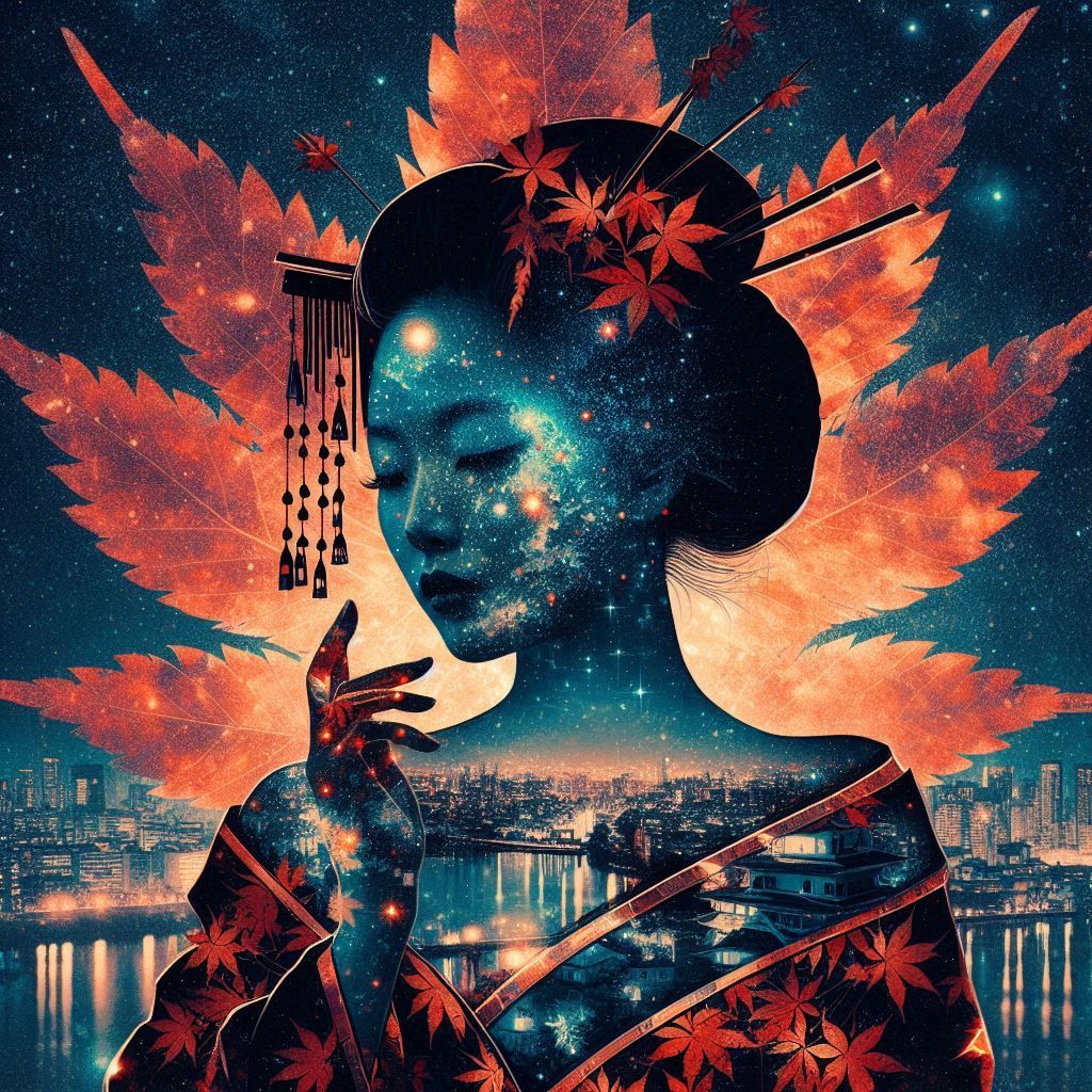 Geisha and maple leaf 🍁