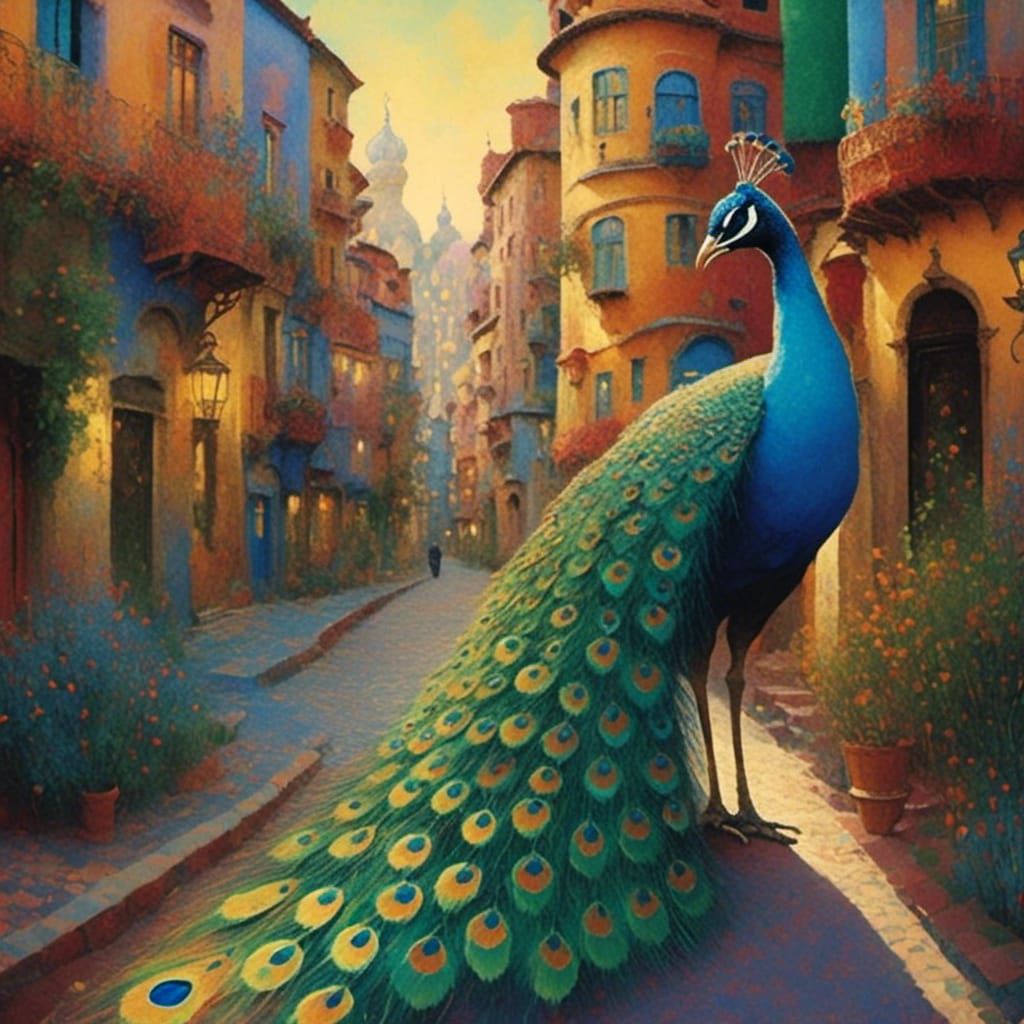 <lora:Daydream Meadows:1.0> Peacock in Mumbai