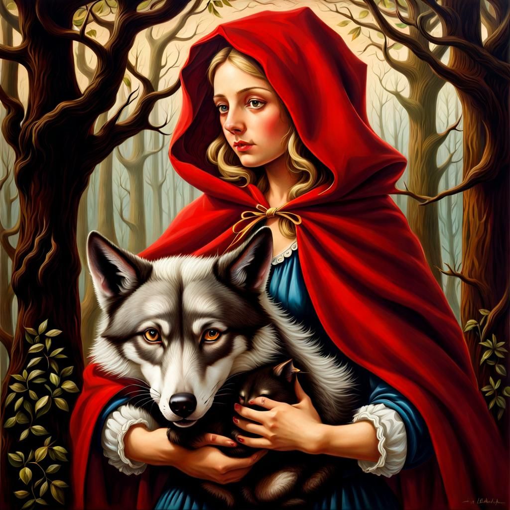 Medieval era anatomically accurate Little Red Riding Hood Carrying an ...