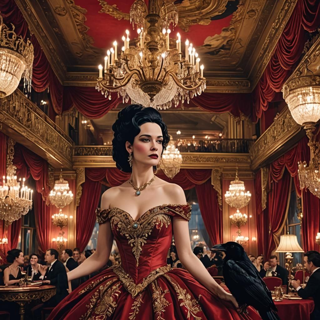 Woman in Red Gown: High-Fantasy Concept Art