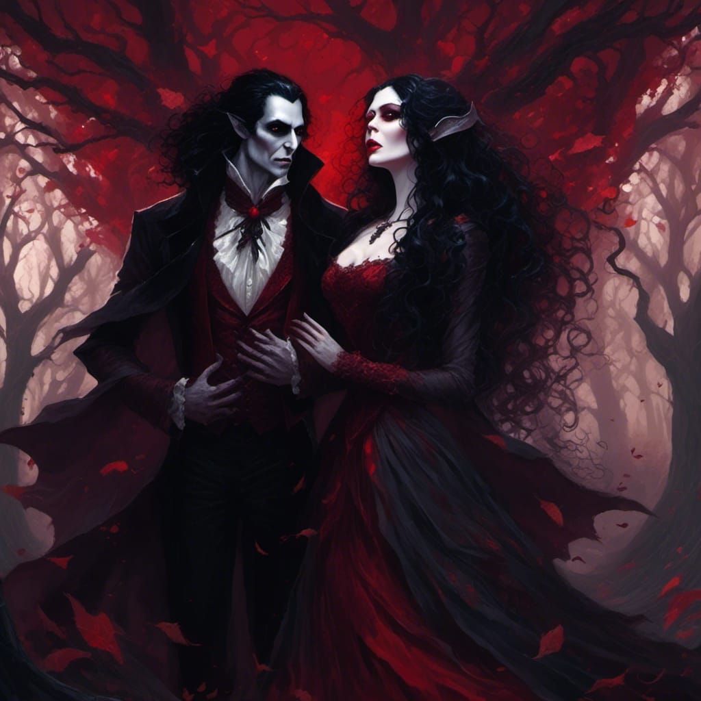 Mesmerizing Vampire Couple in Dark Fantasy Style