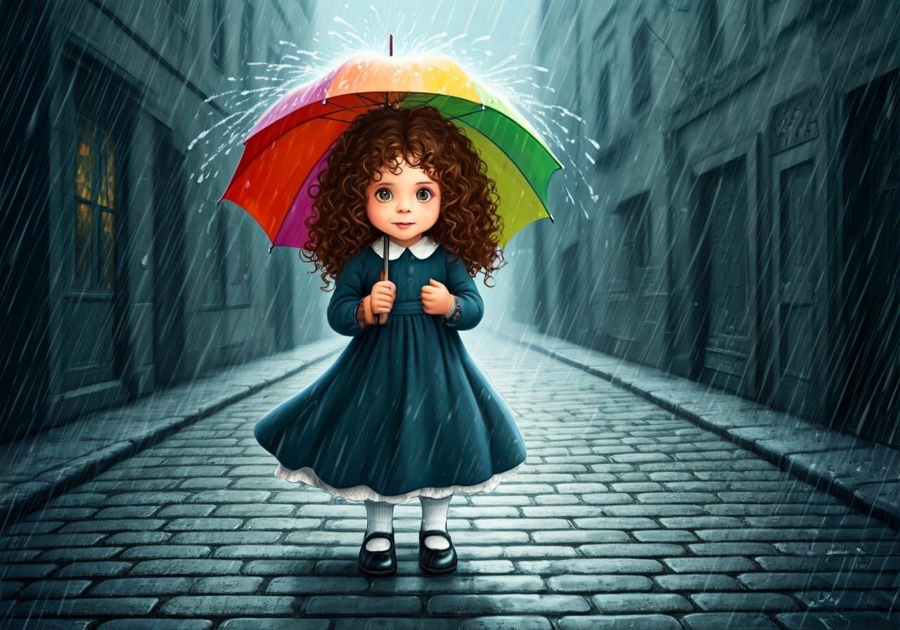 Chassidish Girl Surprised by Summer Rain