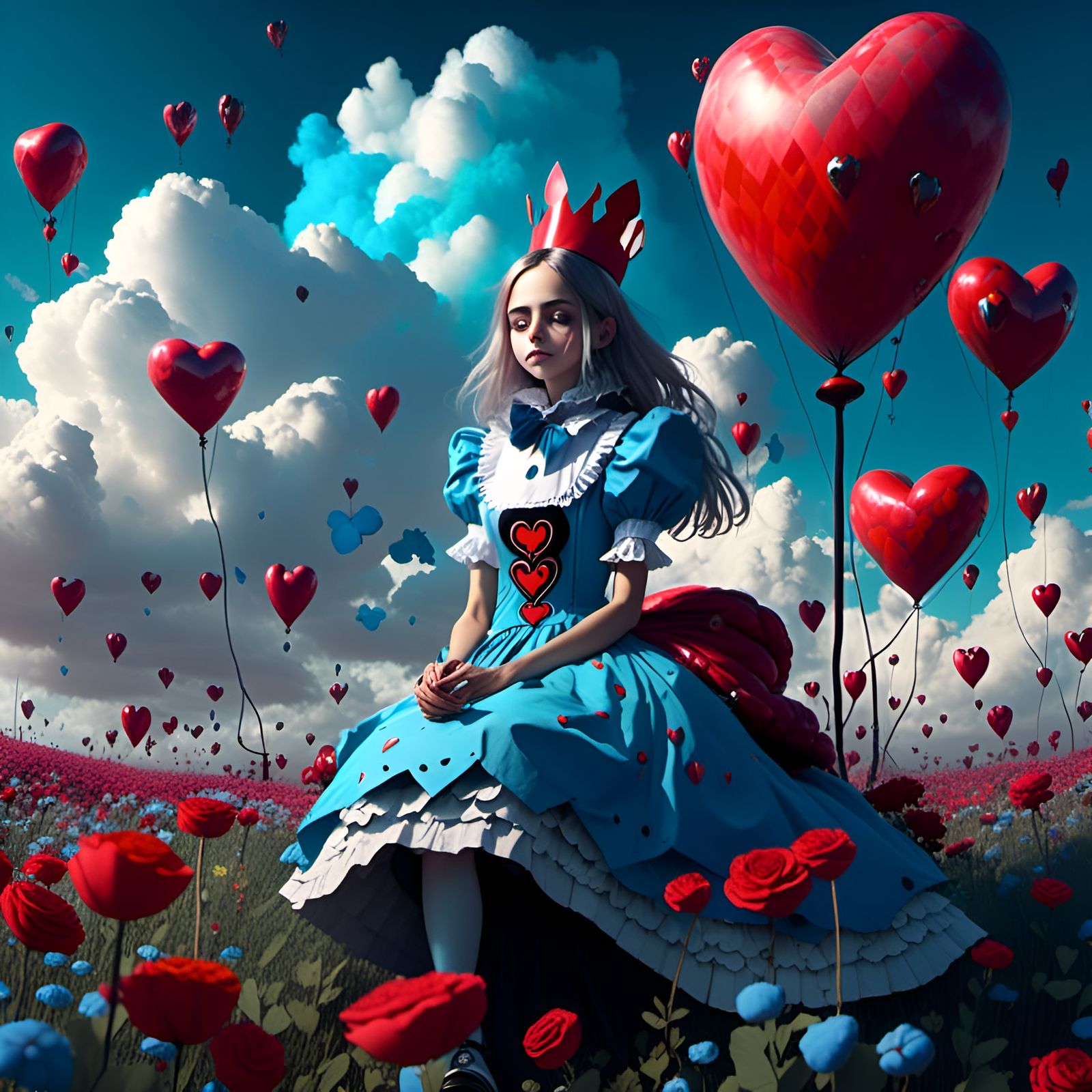 Alice meditating in the heart and roses